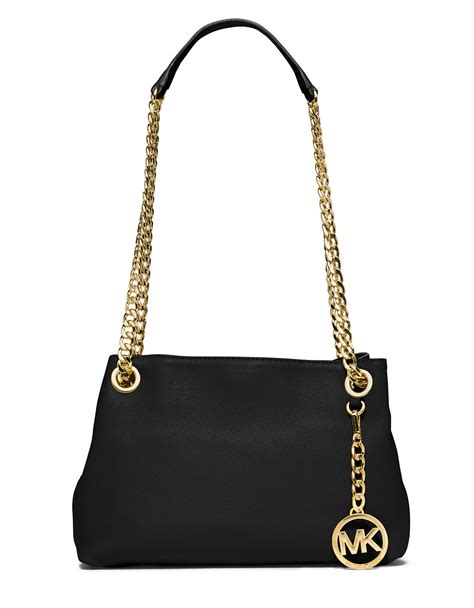 michael kors black leather bag gold chain|Michael Kors black purses.